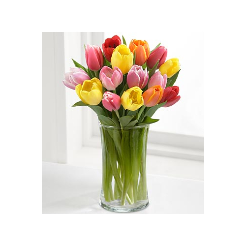 12 Mix Tulips Vase - Send Flowers Japan Online